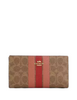 Coach Slim Zip Wallet In Signature Canvas With Stripe Tan