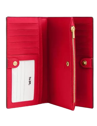 Coach Slim Zip Wallet In Signature Canvas With Stripe Tan