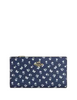 Coach Slim Zip Wallet With Floral Print Deep Blue