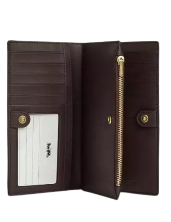 Coach Slim Zip Wallet With Floral Print Deep Blue