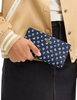Coach Slim Zip Wallet With Floral Print Deep Blue