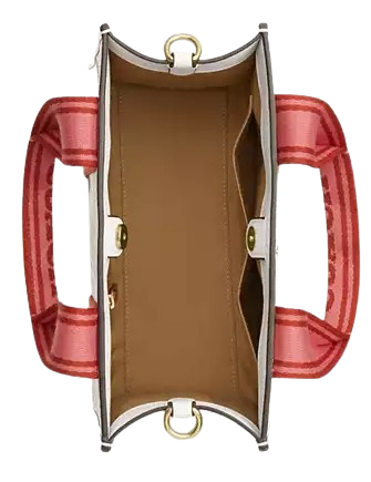 Coach Smith Tote Bag 24 With Strawberry Print Chalk