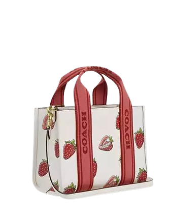 Coach Smith Tote Bag 24 With Strawberry Print Chalk