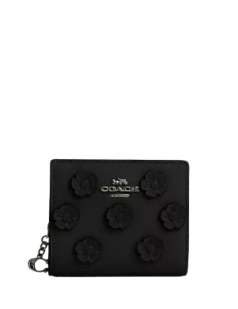 Coach Snap Wallet With Floral Applique
