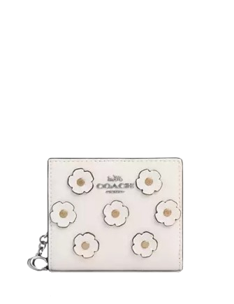 Coach Snap Wallet With Floral Applique Chalk