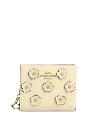 Coach Snap Wallet With Floral Applique Moonlight