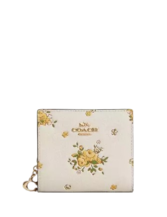 Coach Snap Wallet With Floral Print Chalk