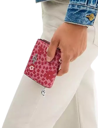 Coach Snap Wallet With Floral Print Pink