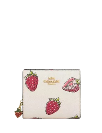 Coach Snap Wallet With Strawberry Print Chalk
