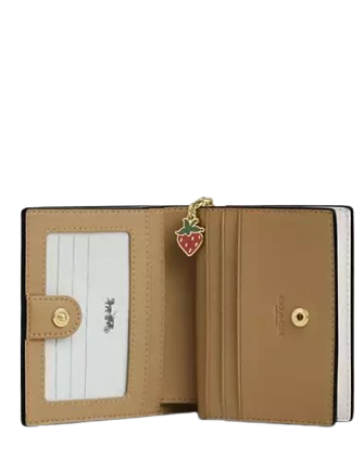 Coach Snap Wallet With Strawberry Print Chalk