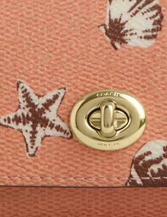 Coach Sunglass Case With Shell Print Coral Sunrise