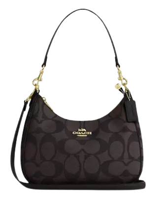 Coach Teri Hobo Bag In Blocked Signature Canvas Walnut Tan