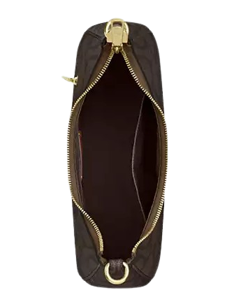 Coach Teri Hobo Bag In Blocked Signature Canvas Walnut Tan