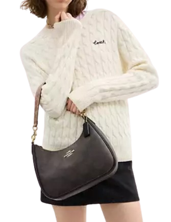 Coach Teri Hobo Bag In Blocked Signature Canvas Walnut Tan