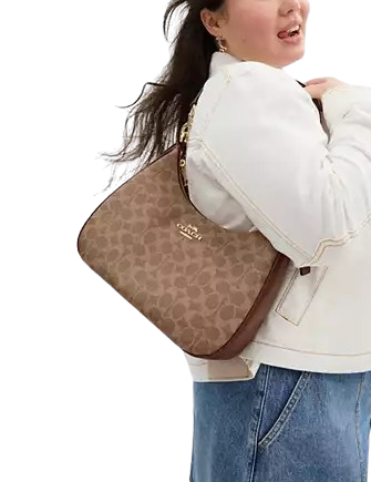Coach Teri Hobo Bag In Signature Canvas Tan Brown