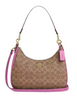 Coach Teri Hobo Bag In Signature Canvas Tan Fuschia