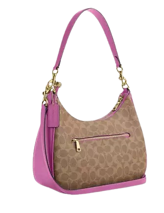 Coach Teri Hobo Bag In Signature Canvas Tan Fuschia