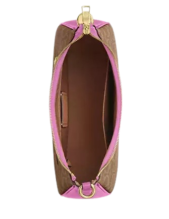 Coach Teri Hobo Bag In Signature Canvas Tan Fuschia