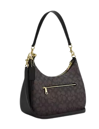 Coach Teri Hobo Bag In Signature Canvas Walnut Black