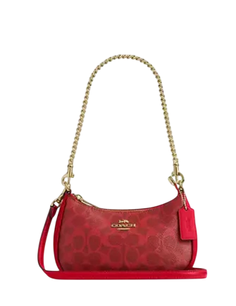 Coach Teri Mini Crossbody Bag In Signature Canvas Bold Red