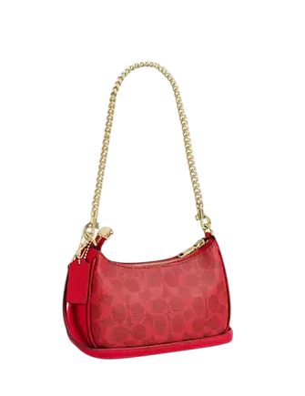 Coach Teri Mini Crossbody Bag In Signature Canvas Bold Red