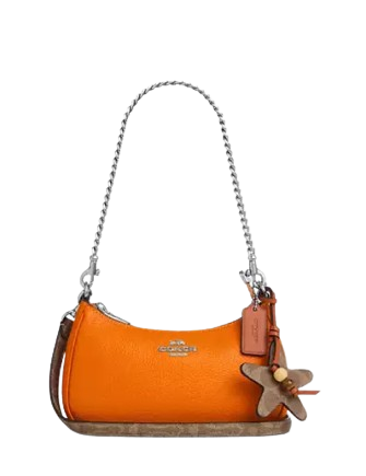 Coach Teri Mini Crossbody Bag With Star Charm Bright Mandarin / Tan