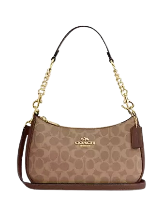 Coach Teri Shoulder Bag In Signature Canvas Tan Brown
