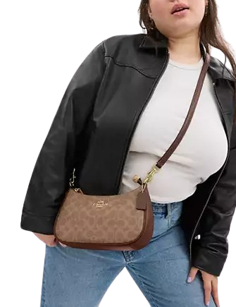 Coach Teri Shoulder Bag In Signature Canvas Tan Brown