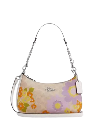 Coach Teri Shoulder Bag In Signature Canvas With Floral Print Coach Teri Shoulder Bag In Signature Canvas With Floral Print