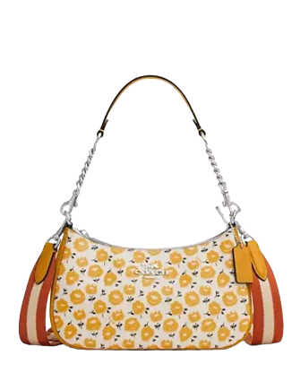 Coach Teri Shoulder Bag With Floral Print Chalk Buttercup
