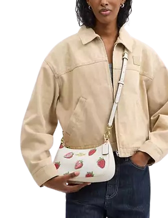 Coach Teri Shoulder Bag With Strawberry Print Chalk