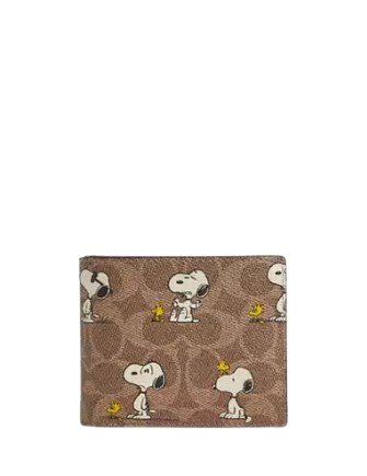 Coach X Peanuts 3 In 1 Wallet In Signature Canvas With Snoopy Print Tan