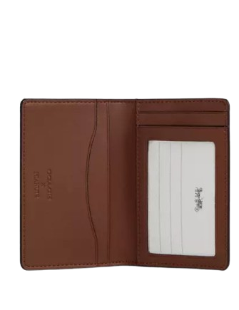 Coach X Peanuts Id Card Wallet In Signature Canvas With Snoopy Print Tan