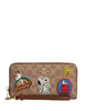 Coach X Peanuts Long Zip Around Wallet In Signature Canvas With Patches Tan Brown