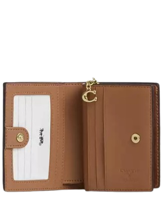 Coach X Peanuts Snap Wallet In Signature Canvas With Snoopy Print Tan Brown