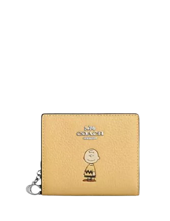 Coach X Peanuts Snap Wallet With Charlie Brown Hay