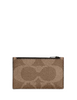 Coach Zip Card Case In Blocked Signature Canvas Sand Tan