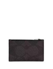 Coach Zip Card Case In Blocked Signature Canvas Walnut Tan