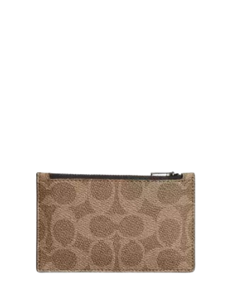 Coach Zip Card Case In Colorblock Signature Canvas Ivory