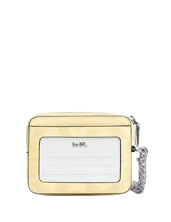 Coach Zip Card Case In Signature Canvas Hay