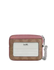 Coach Zip Card Case In Signature Canvas Tan Dusty Pink