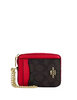 Coach Zip Card Case In Signature Canvas Walnut Bold Red