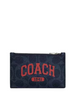 Coach Zip Card Case In Signature Canvas With Coach Graphic Midnight Navy Bold Red