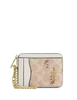 Coach Zip Card Case In Signature Canvas With Floral Print Sand