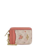 Coach Zip Card Case In Signature Canvas With Floral Print Sand