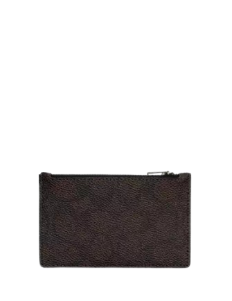 Coach Zip Card Case In Signature Walnut Chalk