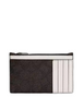 Coach Zip Card Case In Signature Walnut Chalk