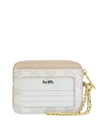 Coach Zip Card Case In Sketch Signature Canvas Ivory