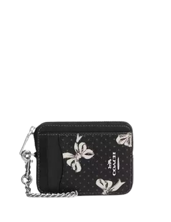 Coach Zip Card Case With Bow Print Black
