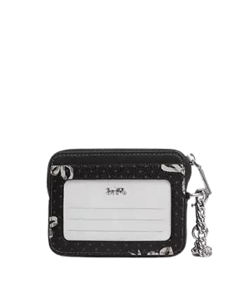 Coach Zip Card Case With Bow Print Black